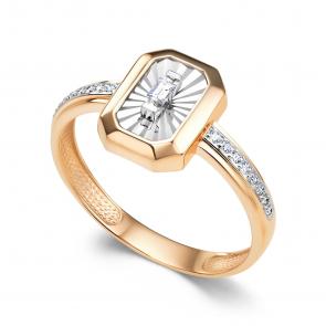 Золотое кольцо АЛЬКОР с бриллиантом 16531-100 фото