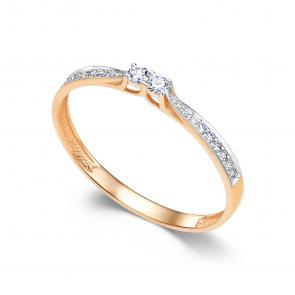 Золотое кольцо АЛЬКОР с бриллиантом 16572-100 фото