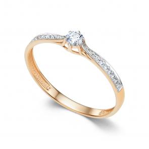 Золотое кольцо АЛЬКОР с бриллиантом 16582-100 фото