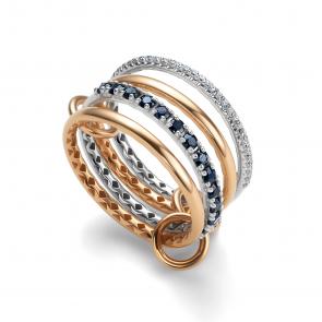 Золотое кольцо-трансформер АЛЬКОР с фианитом 16587-102 фото