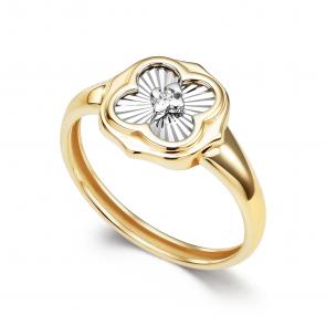 Кольцо из лимонного золота АЛЬКОР с бриллиантом 16594-300 фото