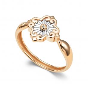 Золотое кольцо АЛЬКОР с бриллиантом 16596-100 фото