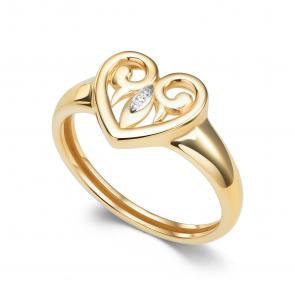 Кольцо из лимонного золота АЛЬКОР с бриллиантом 16598-300 фото