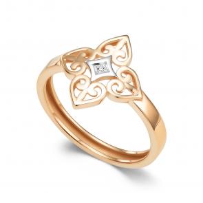 Золотое кольцо АЛЬКОР с бриллиантом 16599-100 фото