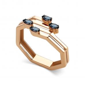 Золотое кольцо АЛЬКОР с сапфиром 16622-102 фото