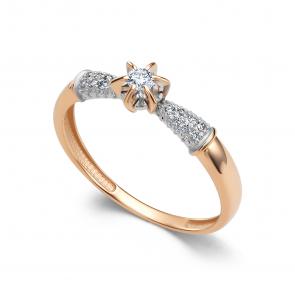 Золотое кольцо АЛЬКОР с бриллиантом 16635-100 фото