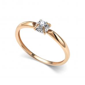 Золотое кольцо АЛЬКОР с бриллиантом 16638-100 фото