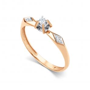 Золотое кольцо АЛЬКОР с бриллиантом 16644-100 фото