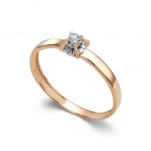 Золотое кольцо АЛЬКОР с бриллиантом 16645-100 фото