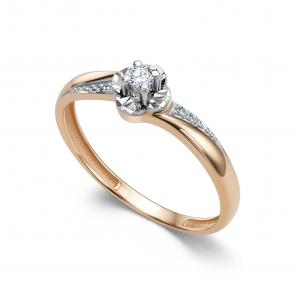 Золотое кольцо АЛЬКОР с бриллиантом 16647-100 фото