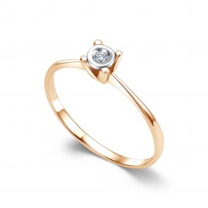 Золотое кольцо АЛЬКОР с бриллиантом 16649-100 фото