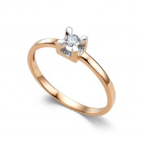 Золотое кольцо АЛЬКОР с бриллиантом 16659-100 фото