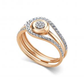 Золотое кольцо-трансформер АЛЬКОР с бриллиантом 16668-100 фото