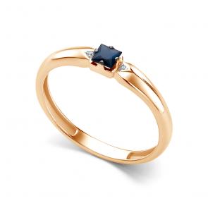 Золотое кольцо АЛЬКОР с бриллиантом и сапфиром 16695-102 фото