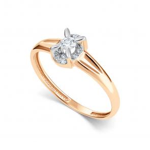 Золотое кольцо АЛЬКОР с бриллиантом 16741-100 фото