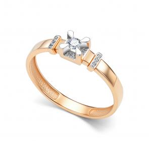 Золотое кольцо АЛЬКОР с бриллиантом 16742-100 фото