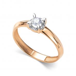 Золотое кольцо АЛЬКОР с бриллиантом 16852-100 фото