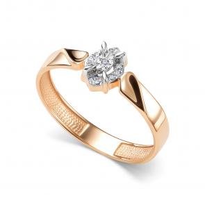 Золотое кольцо АЛЬКОР с бриллиантом 16853-100 фото