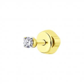 Одиночная серьга из лимонного золота SOKOLOV с фианитом 170004-2 фото