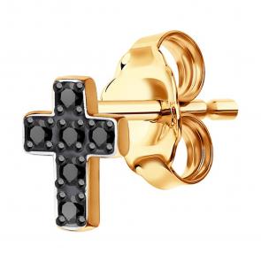 Одиночная серьга-крест из золота SOKOLOV с фианитом 170034 фото