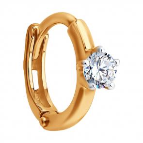 Золотая одиночная серьга SOKOLOV с фианитом 170055 фото