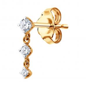 Золотые серьги SOKOLOV с фианитом 170060 фото