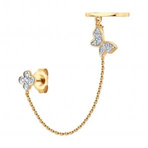 Одиночная серьга из золота SOKOLOV с фианитом 170092 фото