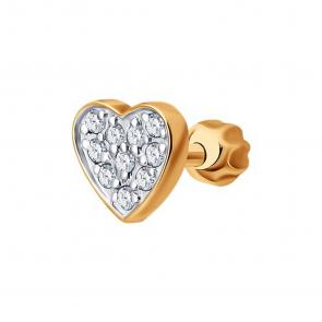 Одиночная серьга из золота SOKOLOV с фианитом 170107 фото