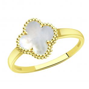 Кольцо из лимонного золота TALANT с перламутром 20-20-11209п фото