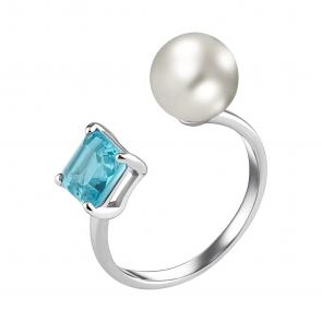 Серебряное кольцо TALANT с жемчугом и горным хрусталём 20-72-0П10-15369 фото