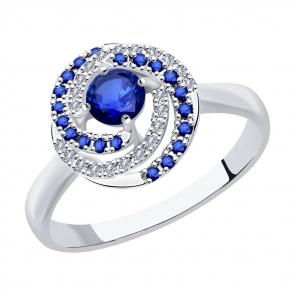 Кольцо из белого золота SOKOLOV с бриллиантом и сапфиром 2011051-3 фото