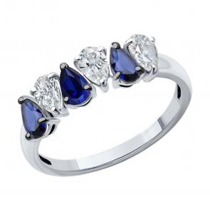 Кольцо из белого золота SOKOLOV с сапфиром 2011314-3 фото