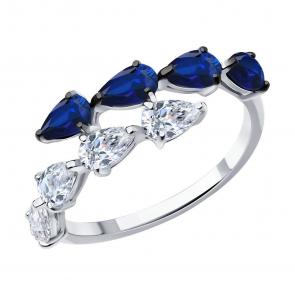 Кольцо из белого золота SOKOLOV с сапфиром 2011318-3 фото