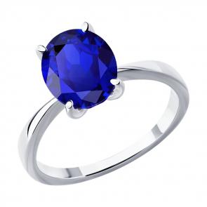 Кольцо из белого золота SOKOLOV с сапфиром 2011335-3 фото