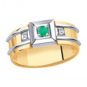 Золотое кольцо Александра с бриллиантом и изумрудом 2012121сбк фото