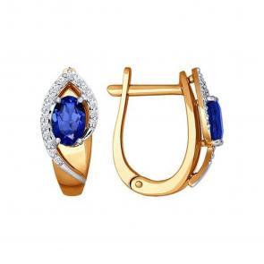 Золотые серьги SOKOLOV с бриллиантом и сапфиром 2020774 фото