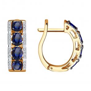 Золотые серьги SOKOLOV с бриллиантом и сапфиром 2020869 фото