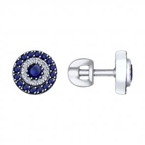 Серьги из белого золота SOKOLOV с бриллиантом и сапфиром 2020942 фото