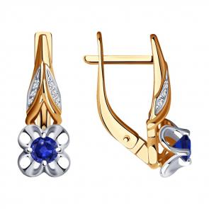 Золотые серьги SOKOLOV с бриллиантом и сапфиром 2021118 фото