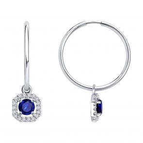 Серьги-трансформеры из белого золота SOKOLOV с бриллиантом и сапфиром 2021244-3 фото