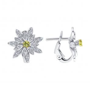 Золотые серьги SOKOLOV с бриллиантом и сапфиром 2021286-3 фото