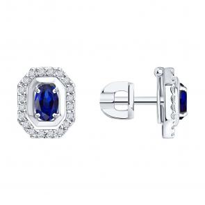 Золотые серьги SOKOLOV с бриллиантом и сапфиром 2021303-3 фото