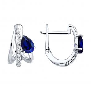 Золотые серьги SOKOLOV с бриллиантом и сапфиром 2021336-3 фото