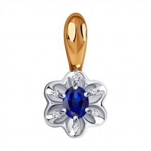 Золотая подвеска SOKOLOV с бриллиантом и сапфиром 2030307 фото