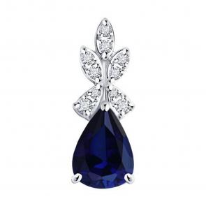 Подвеска из белого золота SOKOLOV с бриллиантом и сапфиром 2030324-3 фото