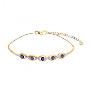 Золотой браслет SOKOLOV с бриллиантом и сапфиром 2050098 фото