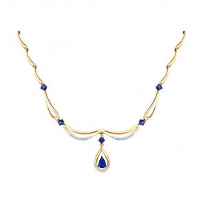 Золотое колье SOKOLOV с бриллиантом и сапфиром 2070007 фото