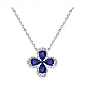 Колье из белого золота SOKOLOV с бриллиантом и сапфиром 2070014 фото