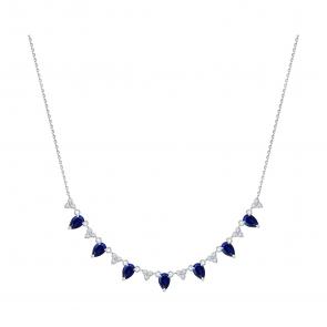 : Колье из белого золота с сапфирами и бриллиантами выращенными 2070061-3-5 фото