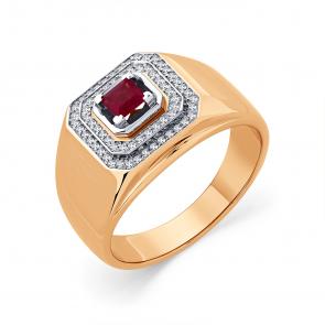 Кольцо из комбинированного золота Мастер Бриллиант с бриллиантом и рубином 20M1-404005-04-03 фото